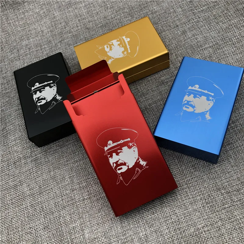 Август Сталин алюминиевый сплав портсигар лазерные резные советское соединение Сталин сигареты коробки курительные Держатели