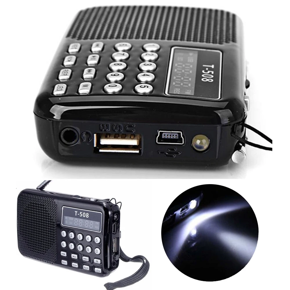 

Mini Portable dual band Rechargeable Digital LED display panel Stereo FM Radio SpeakerB TF mirco for SD Card MP3 Music Player