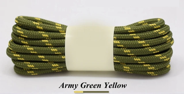 1Pair Round Shoelaces Outdoor Hiking Sports Shoe Laces Kids Sneakers Shoelaces Length 100/120/140/160CM Lacets Baskets 19 Colors Army green yellow