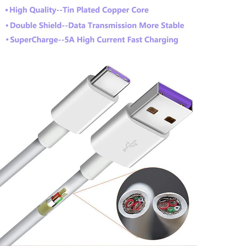 Для huawei 5A USB 3,1 type C Сверхбыстрый зарядный кабель для передачи данных для huawei P9/P9 Plus/P10/P10 Plus/mate 9/Nova 2