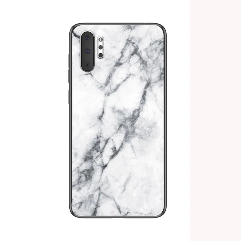 Для samsung Galaxy Note 10 Plus, чехол, мраморный, глянцевый, закаленное стекло, противоударный, жесткий чехол для телефона, для samsung Note10 Plus, 5G, чехол - Цвет: Белый