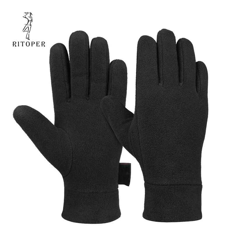 

RITOPER Winter Fleece Gloves Thicken Windproof Warm Glove Soft Velvet Outdoor Man's Women Full Finger Glove Sport Ski Cycling