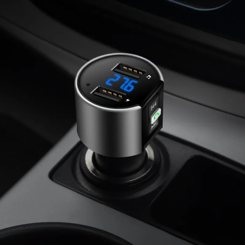 Автомобильное зарядное USB-устройство с Bluetooth двойной светодиодный дисплей