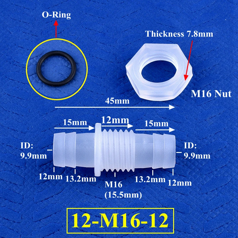 5~200pcs M12~M16 To 8~12mm PP Pagoda Direct Connectors Hex Nut O-Ring Aquarium Tank Air Pump Adapter Irrigation Water Hose Joint