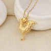 Gold Color Animal There-dimensional Rooster Chicken Pendant Women Necklaces 3