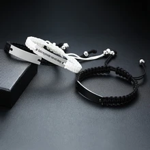 Cutsom веревка браслет регулируемый плетеный браслет для пары для женщин и мужчин пользовательское имя Инициалы персонализированные ювелирные изделия