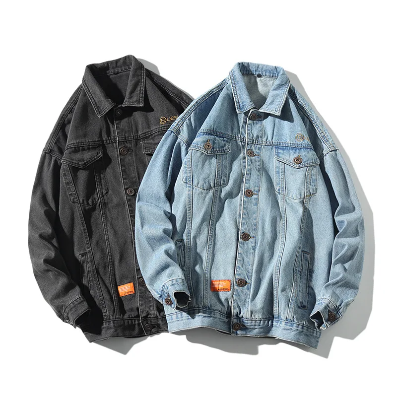 

Yi dao Vintage Autumn New Style Street Fashion Washing Embroidered Jeans Coat Men's Retro Loose Cowboy Clothing Jacket