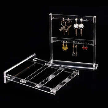 

Clear Acrylic Earring Necklaces Display Stand Shelf Earring Holder Jewelry Showing Stand Showcase 2-layer and 3-layer Displays