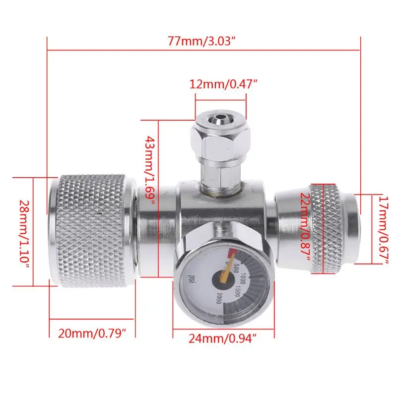

CO2 Pressure Gauge JIS m22-14 Regulator Manometer Over 1500PSI Cylinder Reducer