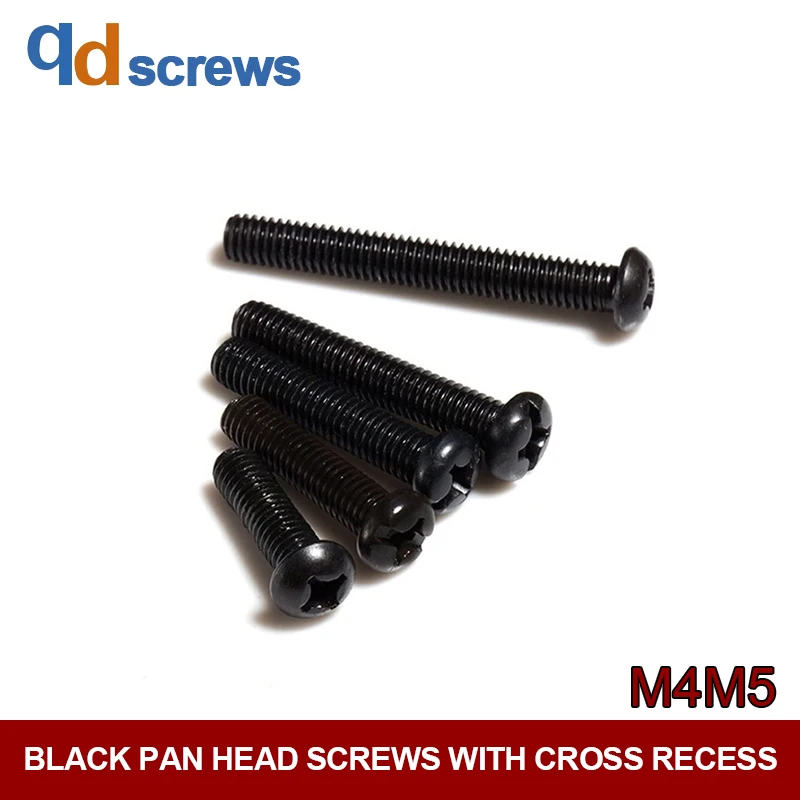 

4.8 M4M5 Black Pan head screws with cross recess Cross Round Head Screw GB818-76 DIN7985 ISO 7045