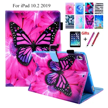 

For iPad 10.2 2019 Smart Case for Apple iPad 7th Generation A2200 A2198 A2232 Cover Funda Skin Card Slot Stand Shell+Film+Stylus