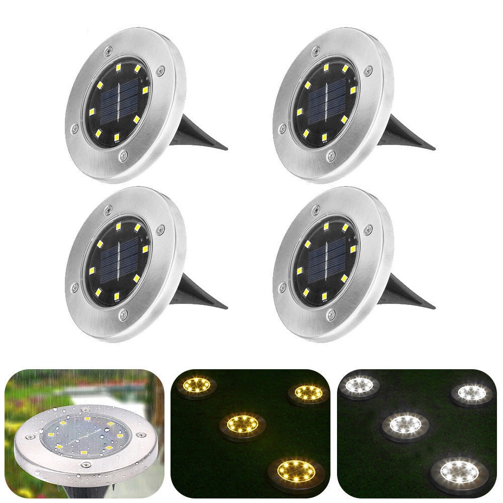 

Solar Powered Disk Lights 8/12 LED Solar Pathway Lights Outdoor Waterproof Garden Landscape Lighting for Yard Deck Lawn Patio