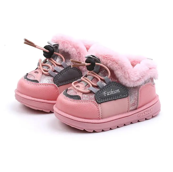 

Children Snow Boots 2019 Hot Sale Mixed Color Round Toe Lace Up Ankle Kids Boots Girls Cute Winter Warm Velvt Flat Boys Boots