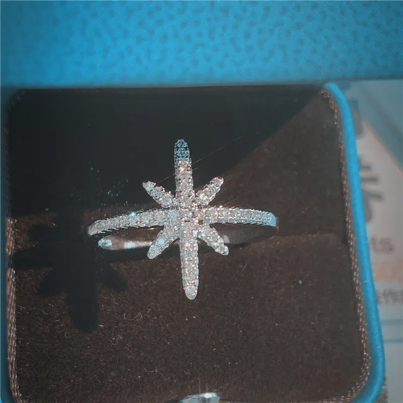 Choucong Moon Star Promise Ring 5A Циркон Камень Настоящее 925 пробы серебряные обручальные кольца для женщин вечерние ювелирные изделия