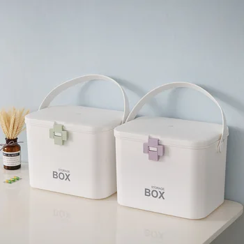 

Multifunctional Portable Medicine Box European Color Matching Household Multi-layer Storage Box Simple Large Capacity Durable