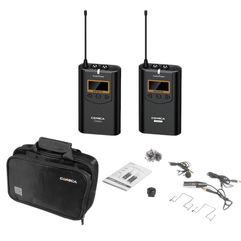

Comica Cvm-Wm100 Microphone 48 Channels Uhf Omni-Directional Wireless Lavalier for Nikon Sony Canon Panasonic Camera Smartphon