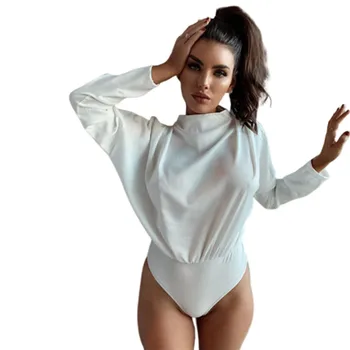 

2019 Autumn Spring Loose Women Jumpsuit White Color Long Sleeve Romper Casual Club Party Playsuit Bodycon Shorts female Jumpsuit