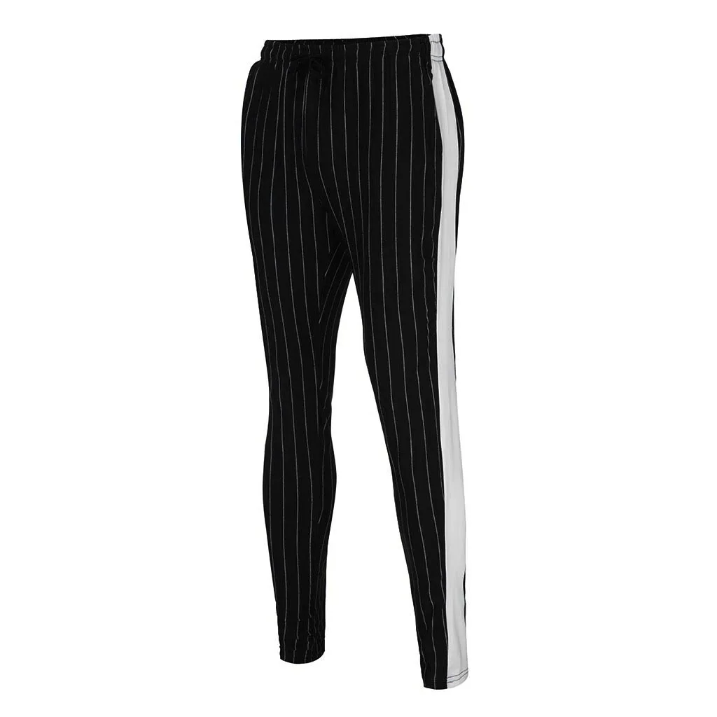 Vogue Joggers мужские сплайсинговые полосатые комбинезоны повседневные карманные спортивные рабочие брюки Masculino