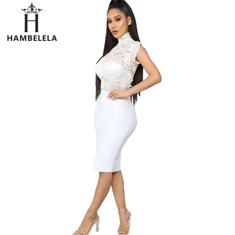HAMBELELA Sexy Club Wear Hollow Out Lace Bodysuit Women High Neck Short Sleeve Lace Up Romper Skinny Feminino Bodycon Overalls (6)
