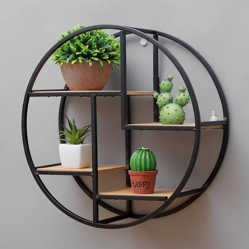 

Wholesale Chinese Style Living Room Wall Decorations Wall Hangers Storage Shelf Solid Wood Circle Decoration Shelf Storage Rack