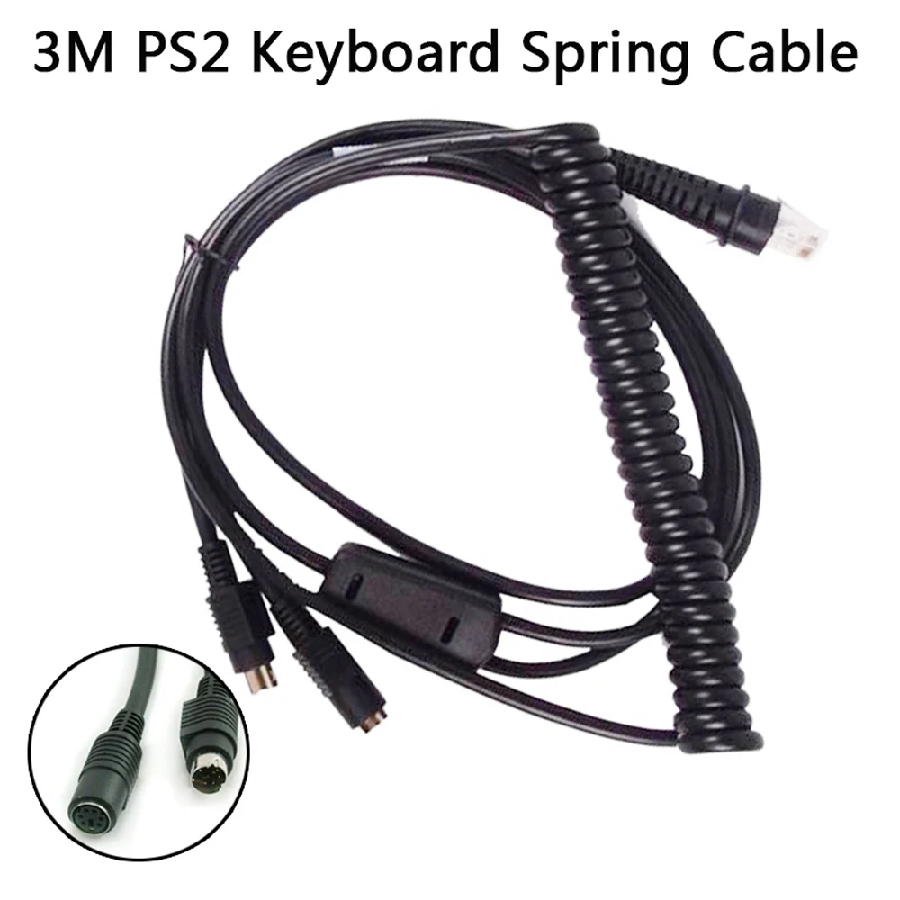 Cabo de Mola para Honeywell Scanner de Código de Barras Cabo de Código de Barras Nova Teclado 3800g 4600g 4820g Compatível 5pcs 3m Ps2 2 Mola Para Honeywell Scanner de código de