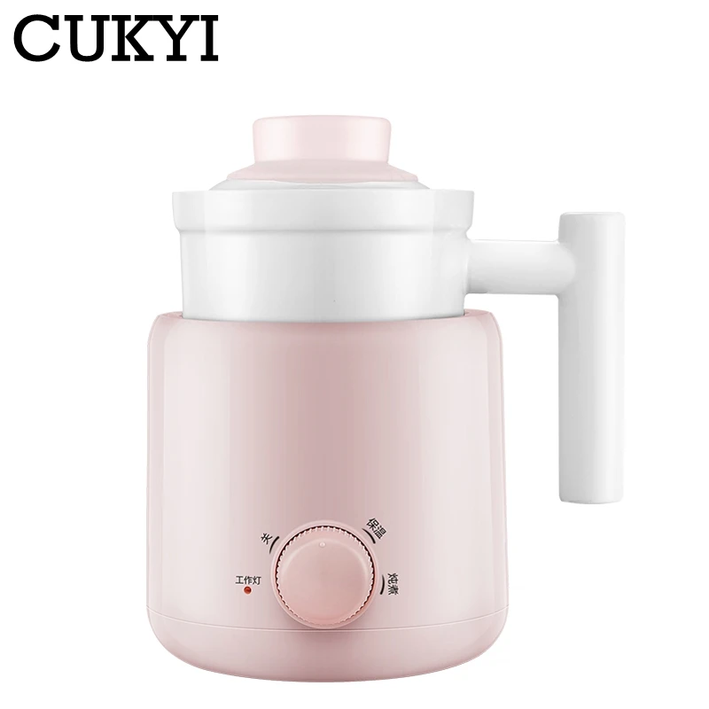 CUKYI 0.6L Household Porridge Stewing Soup Cup Ceramic Electric Heating Casserole Pot Mini Bird's Nest Dessert stew Pot 220V