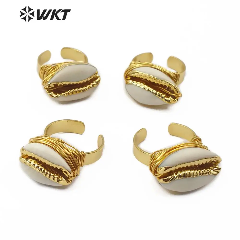 WT-R339 WKT Новое поступление проволочное обернутое кольцо Cowrie Золотой Гальванизированный Кольцо женское ювелирное модное кольцо