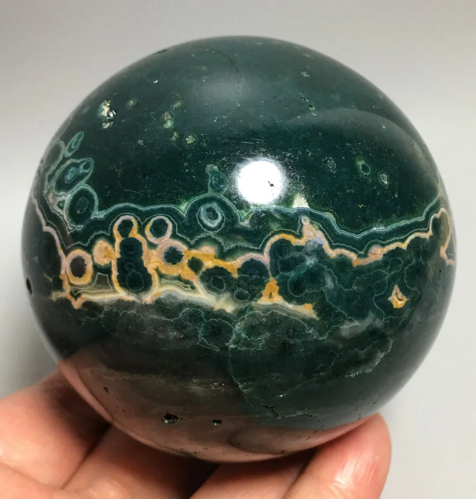 

859g Beautiful natural quartz crystal polishing energy healing ocean jasper ball for sale