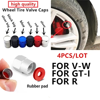 

4pcs aluminum Car Tire Wheel Valve Stem Caps For VW Volkswagen Golf Polo R GTI MK6 Passat Tiguan Jetta beetle Car Accessories