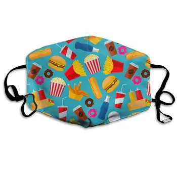 

Snacks And Drinks Washable Reusable Mask, Cotton Anti Dust Half Face Mouth Mask For Kids Teens Men Women With Adjustable Ear
