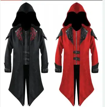 

Men's Retro Tailcoat Suit Jacket Gothic Steampunk Long Jacket Victorian Frock Coat Cosplay Male With Hat For Halloween costumes