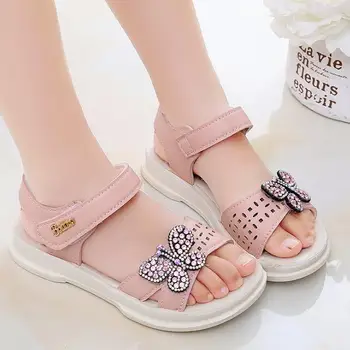 

2020 New Summer Children's Sandals For Girls PU leather Light Flower Pearl Fashion Kids Shoes Princess Girls Sandals Size 27-37