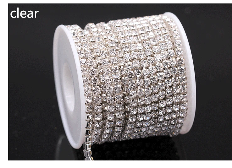 1Yard 10Yards/Roll SS6-SS18 Shiny Crystal Rhinestone Chain Sew-On Glue-On For Clothes Jewelry Apparel Accessories Trim Cup Chain