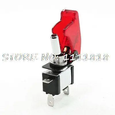 

DC 12V 20A On/Off 3 Pin Terminals Red LED Illuminated Car Toggle Switch
