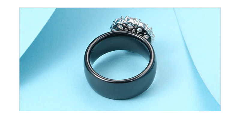Роскошное Настоящее твердое 925 пробы Серебряное кольцо 8 мм керамические кольца Зеленый Белый Циркон Свадебные ювелирные изделия кольца обручальные кольца для женщин