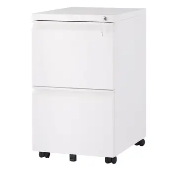 

White Bedside Table Cabinet Nightstand with 2 Drawers with Lock and Handles Modern Coffee Chest Table Storage Bedroom Office