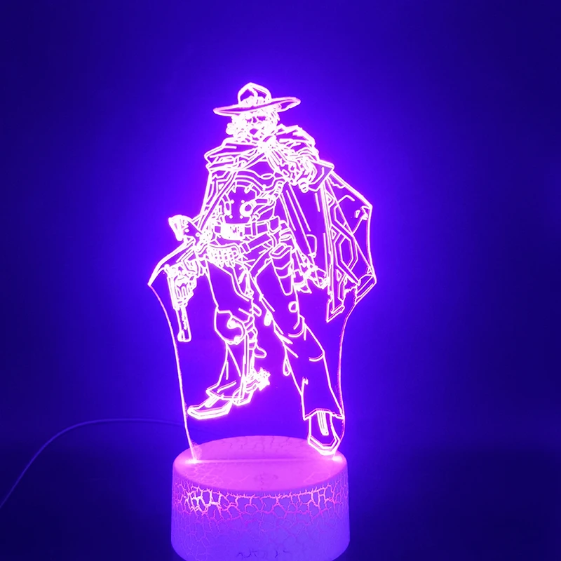 Игра Overwatch Hero Macree 3D лампа на батарейках яркая база многоцветная с пультом дистанционного управления Прямая поставка художественный светодиодный ночной Светильник