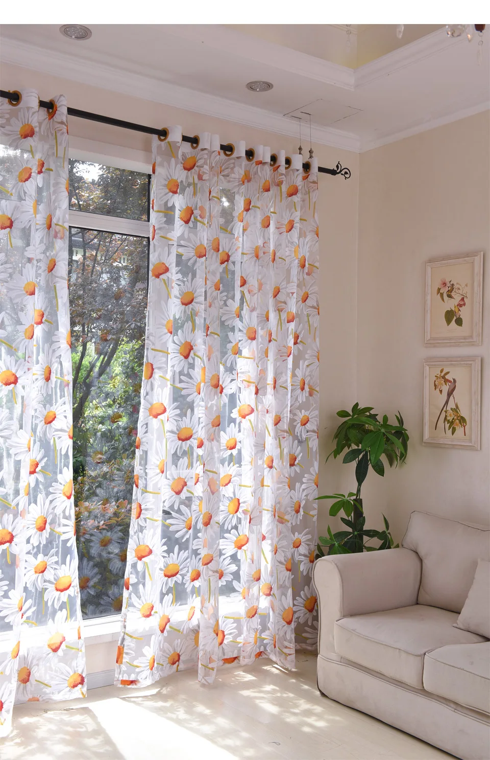 American Sunflower Sheer Voile Curtain For Living Room Floral Tulle Window Curtains For Kid Bedroom Drapes Blinds Home Decor