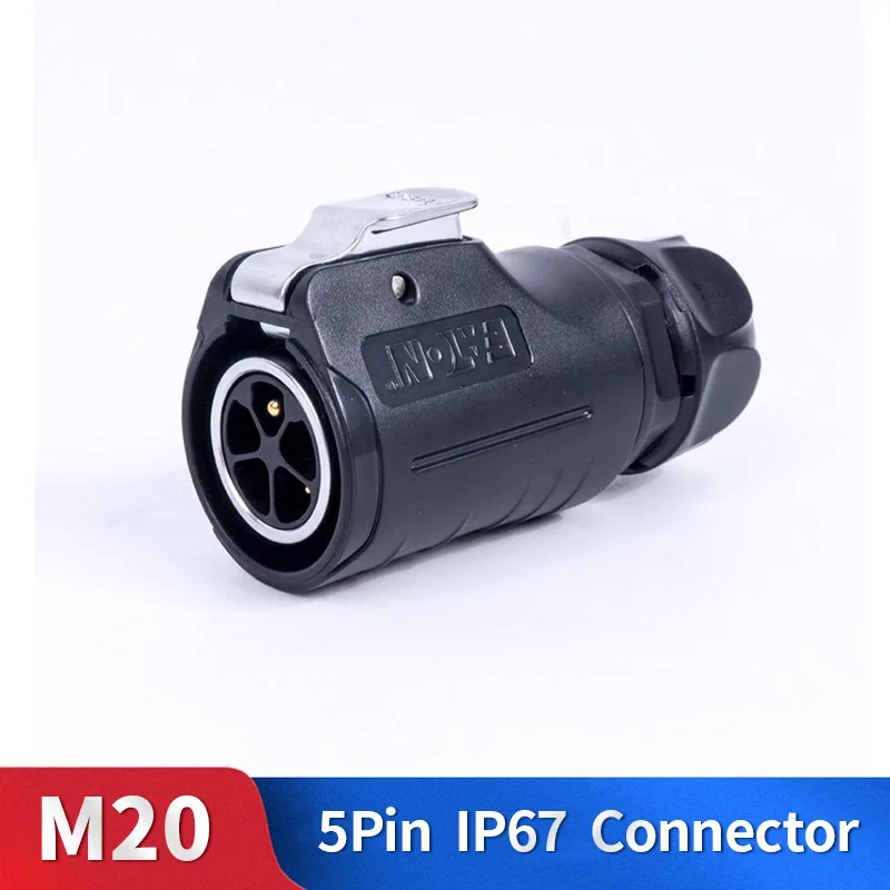 

M20 5 Pin Quick Waterproof Connector Kit Metal Shell Male and Female Industrial Outdoor Lighting Cable Plug and Socket