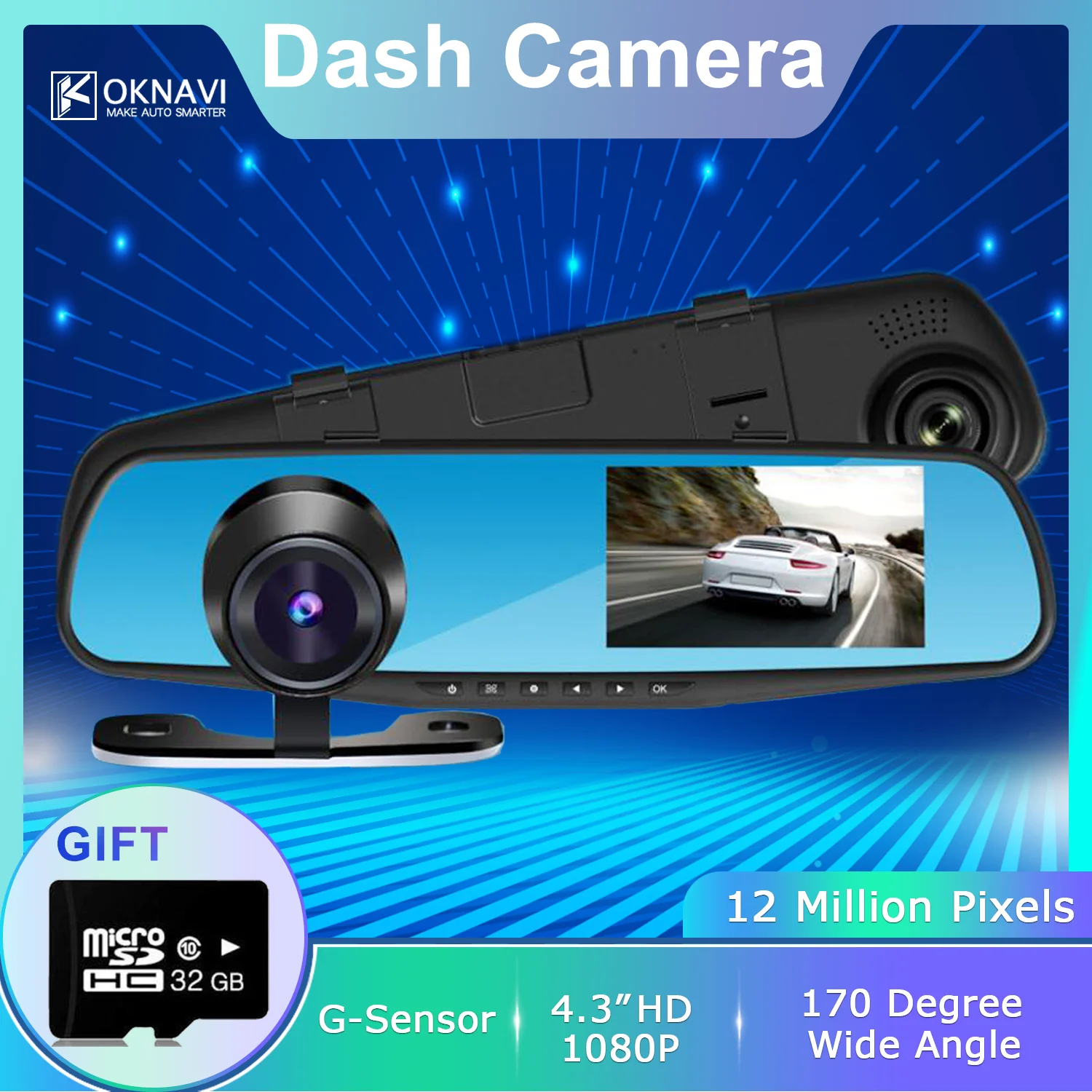 

OKNAVI Car Dvr Hd Dash Cam Dual Lens Rearview Mirror Parking Monitor Recorder Registrator With Rear View Camera Auto Vehicle