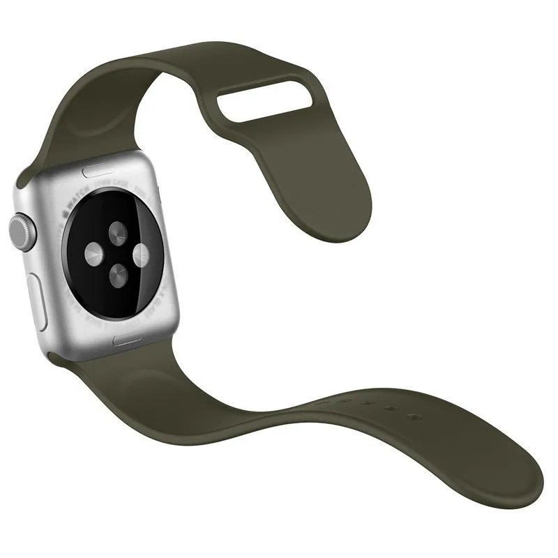 Мягкий силиконовый сменный ремешок для часов 44 40 мм для Apple Watch 4 5 спортивный браслет Аксессуар Ремешок для iWatch 3 2 1 издание 38 42 мм - Цвет ремешка: Olive green