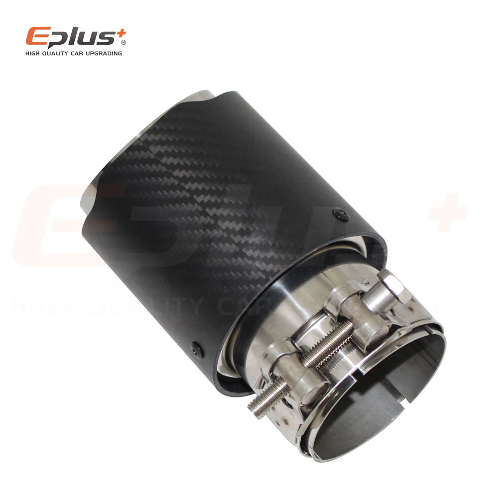 Car Carbon Fibre Matte Exhaust System Muffler Pipe Tip Straight Universal Silver Stainless Mufflers Decorations For Akrapovic