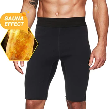 

2019 Men's Hot Sweat Sauna Shorts Thermo Slimming Shorts Male Pro sports Tights Shorts Black Bodybuilding Slim Fit Bottom