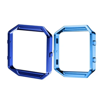 

2 Pcs Stainless Steel Metal Watch Frame Holder Shell for Fitbit Blaze Smart Watch, Deep Blue & Light Blue
