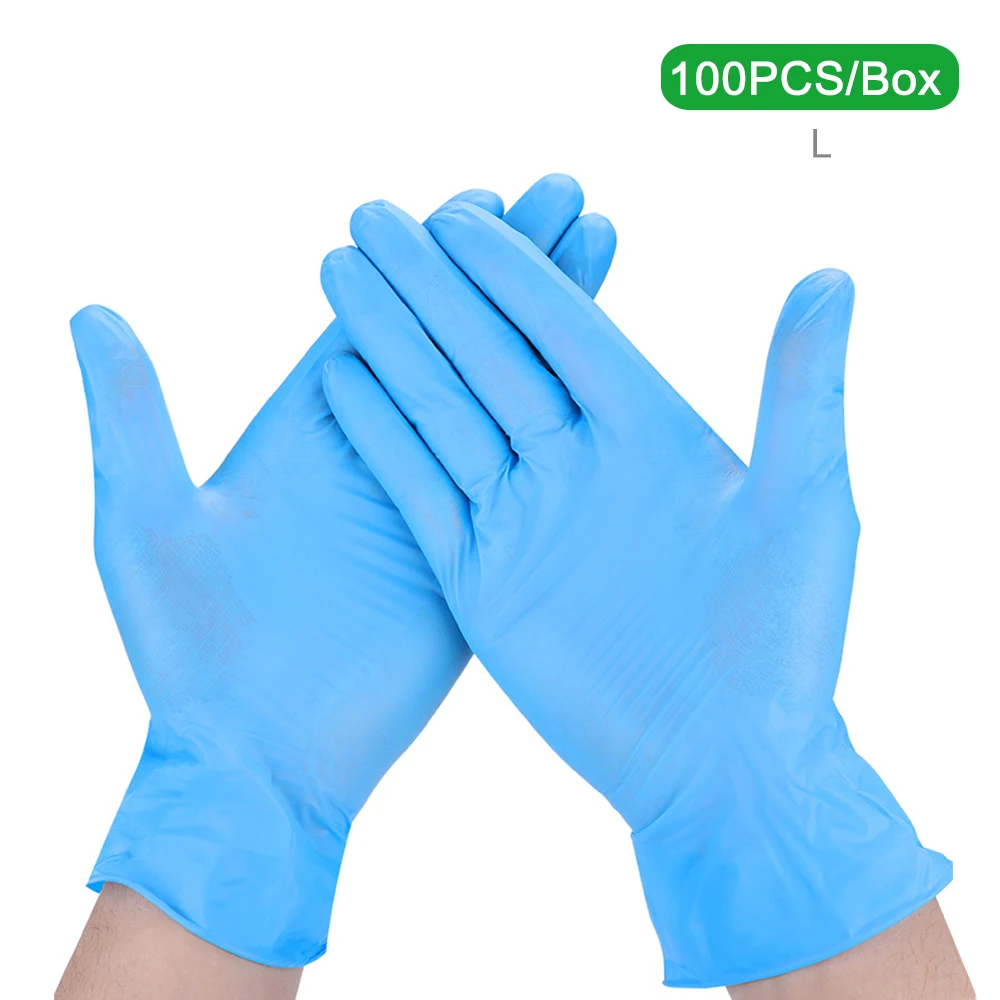 

AMMEX 100Pcs Disposable Nitrile Rubber Glove Powder Free Multi-use Strong Stretchy Nitrile Rubber Gloves for Home Food Dental