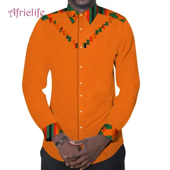 

2020 New 100% Cotton Mens African Clothing Dashiki Patchwork Print Shirt Tops Bazin Riche Traditional African Clothing WYN568