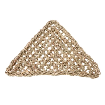 

Weave Straw Rope Hammock Triangular Climbing Net Hanging Bed Mesh Crawling mat for Dragons Lizard Pet Parrot Biting Reptile