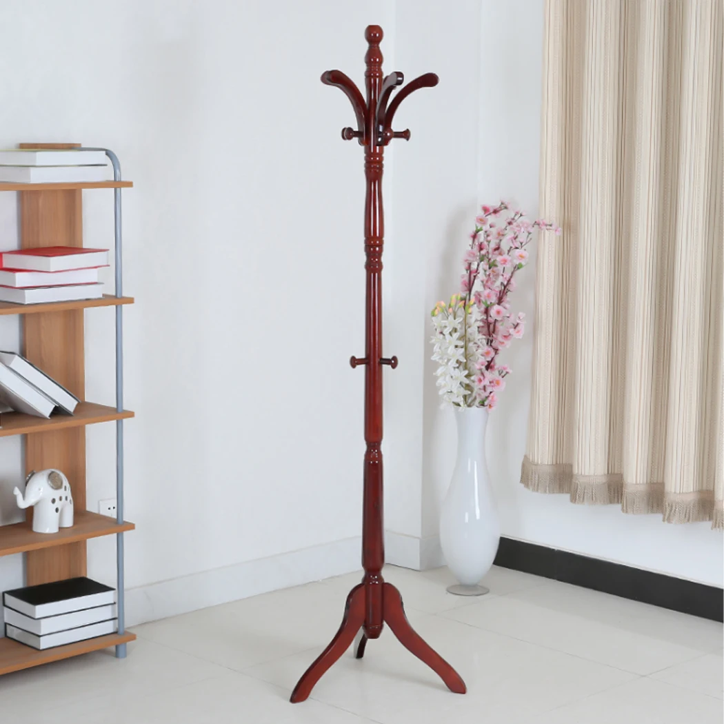 Solid Birch Wood Coat Racks Stand Floor Standing Hanger Rack with