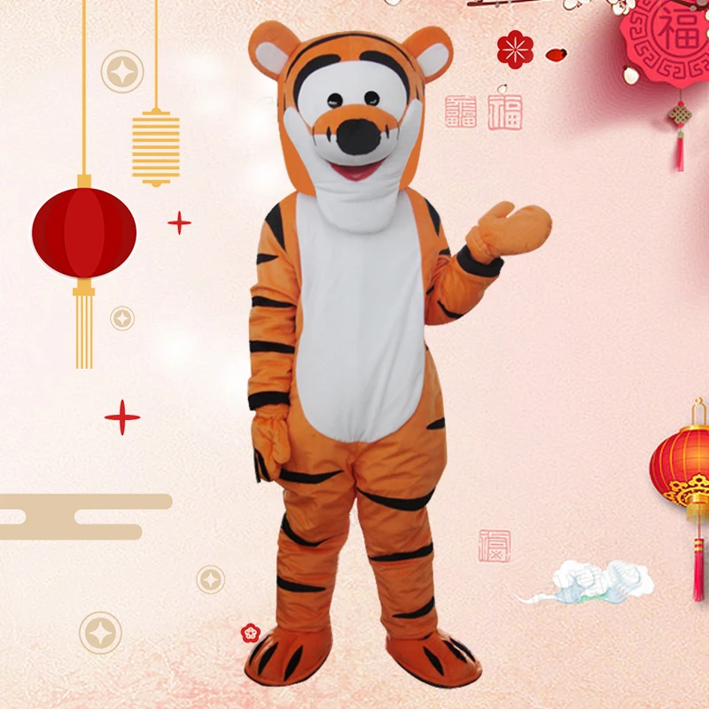 Christmas Tiger Mascot Cosplay Costume Costume Cartoon Animation Suit Adult  Size Role Play Fun Clothes