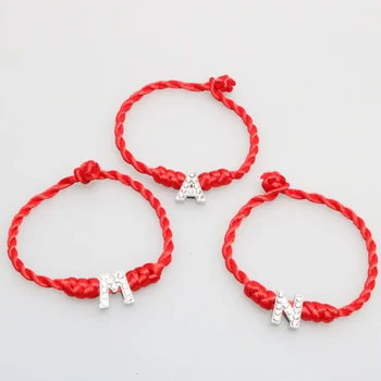 

New A-Z 26 English Crystal Letters Lucky Bracelets Charm For Women Couple Red Rope String Friendship Wish Bracelet Jewelry Gifts